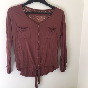 Maroon tie long sleeve